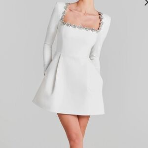 NADINE MERABI White Dress with Silver Embellishments